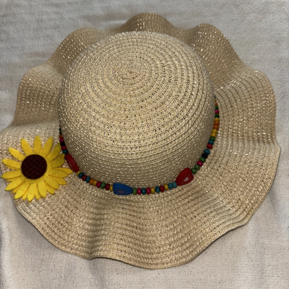 Bienvenu Kids Multi-Colors Large Brim Flower Beach Sun Hat‎